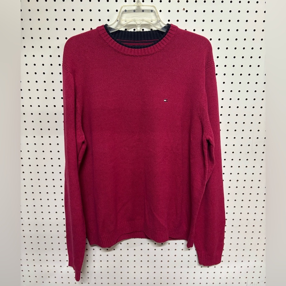 ☘️ Tommy Hilfiger Men's Red Crewneck Sweater Size Large